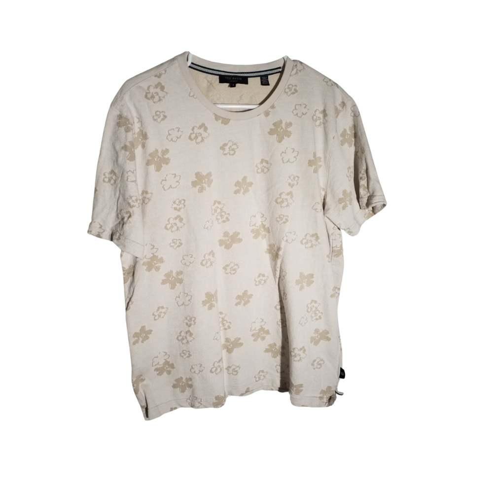 Ted Baker Men’s Gower Magnolia Jacquard Floral Shirt Off White Size L / 4